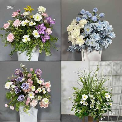 婚花礼流晶桌花路引酒店KRY餐厅堂婚礼花装圆桌布置花饰绢花