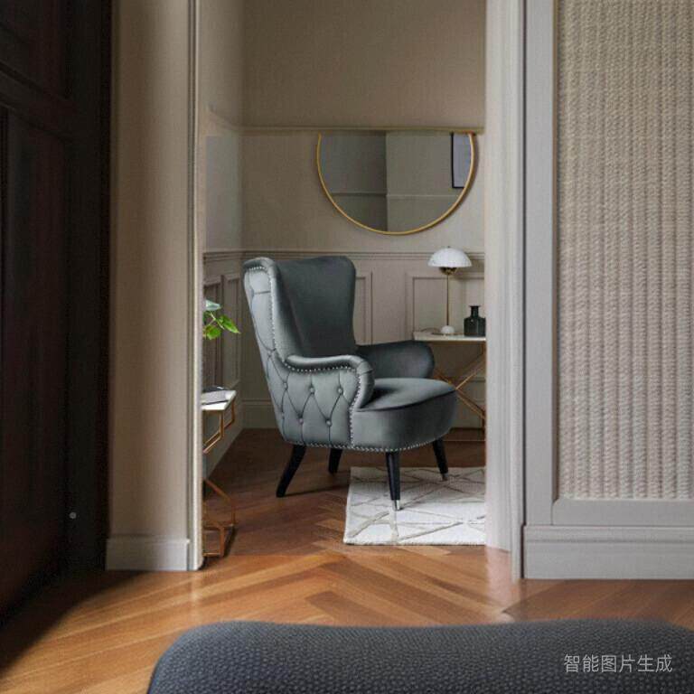式单人沙发椅洽谈椅休老闲椅EEO约现代简小户型布美艺拉扣扶手椅