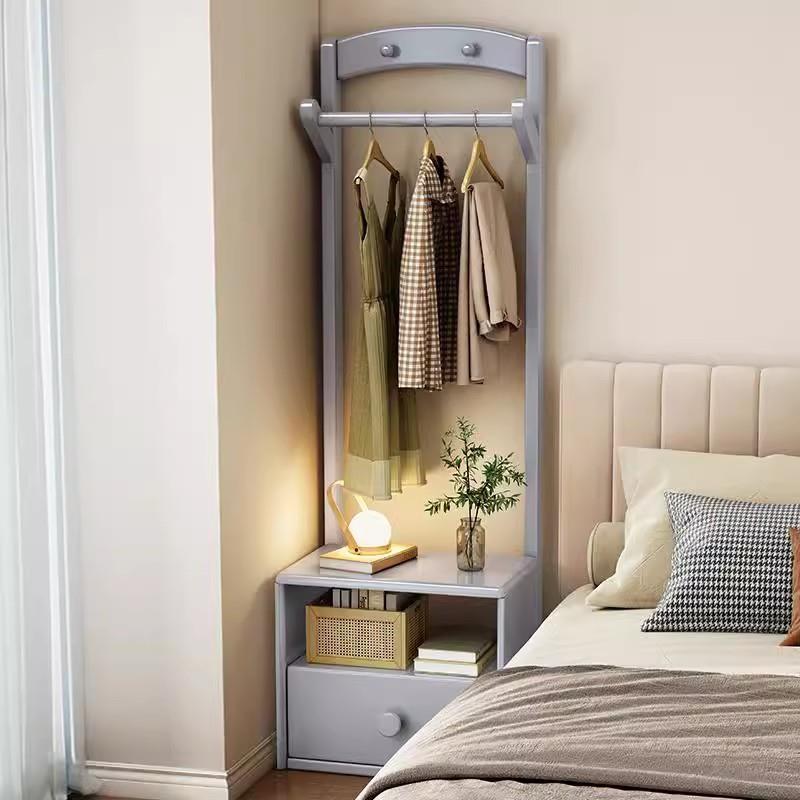 OZU实木衣帽小户物型床地架头置物柜挂衣架一体家用落多功能收纳