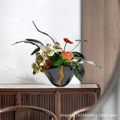 VEV中式栽仿真插花新酒店客厅玄关高档装饰花艺花卉盆绿植造型摆