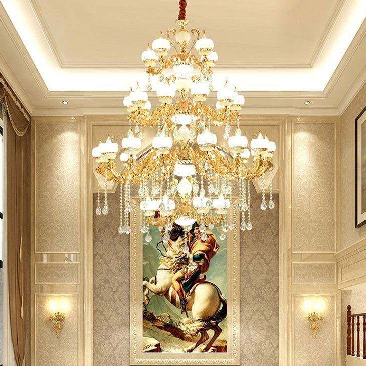 别墅9125复式楼客厅大吊灯欧式锌楼中楼水晶大灯吊合大吊金灯,家装灯饰光源,智能吊灯,淘宝优惠券,粉丝福利购,淘宝优惠卷