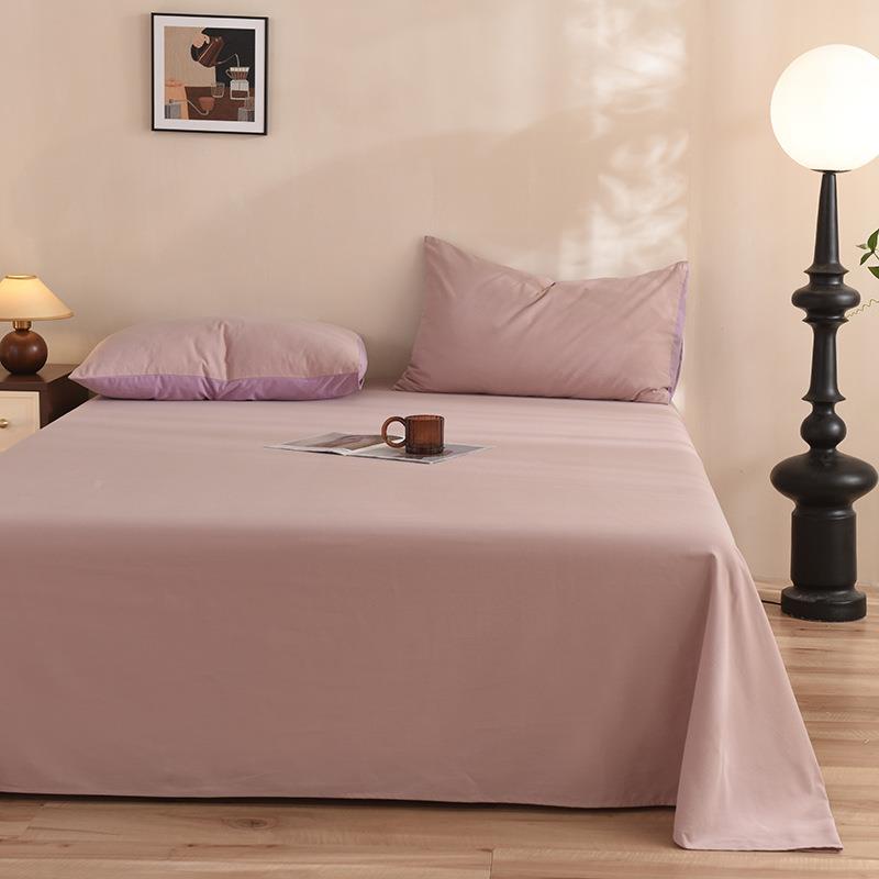 A类棉水洗棉大床单单件100全人棉单宿舍纯色单床罩纯枕被套三EXG