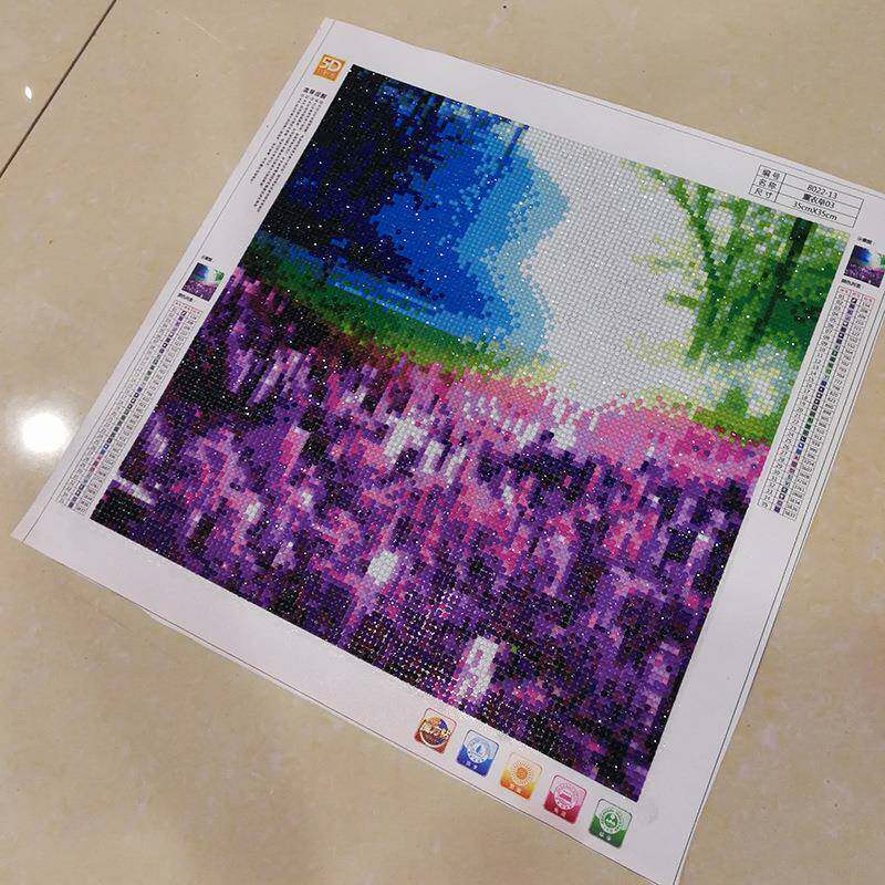 5绣D钻石画品成图薰衣草满钻货纯手工贴十字绣现薰衣草十字贴出售