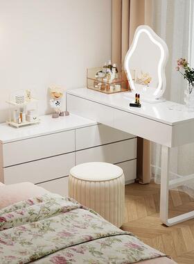 梳妆台妆卧油室书桌斗柜40534红一体现代简约网轻奢小户型奶风伸