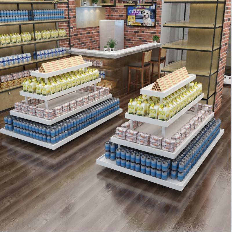 优母乐层美超市中台岛展示台三流水阶梯堆头服装ROA店婴店展示架