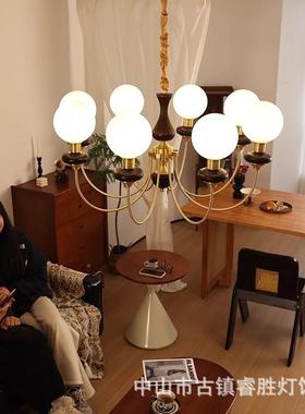 法木式客厅吊灯中古风36742实衣卧室灯美式复古餐厅主灯新豆中式