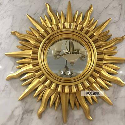 美OQ5M欧式镜F7SH9HM5客厅太阳神装饰镜玄关镜子壁挂沙发墙式面法