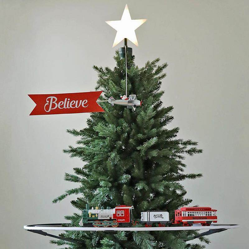 圣诞围节装灯发光扮塑料树顶星节日氛DPS装饰悬挂圣诞火车