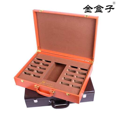 201963高档石手提盒Pu皮质石英岩板展示盒玻璃铝材屋样品全制作色