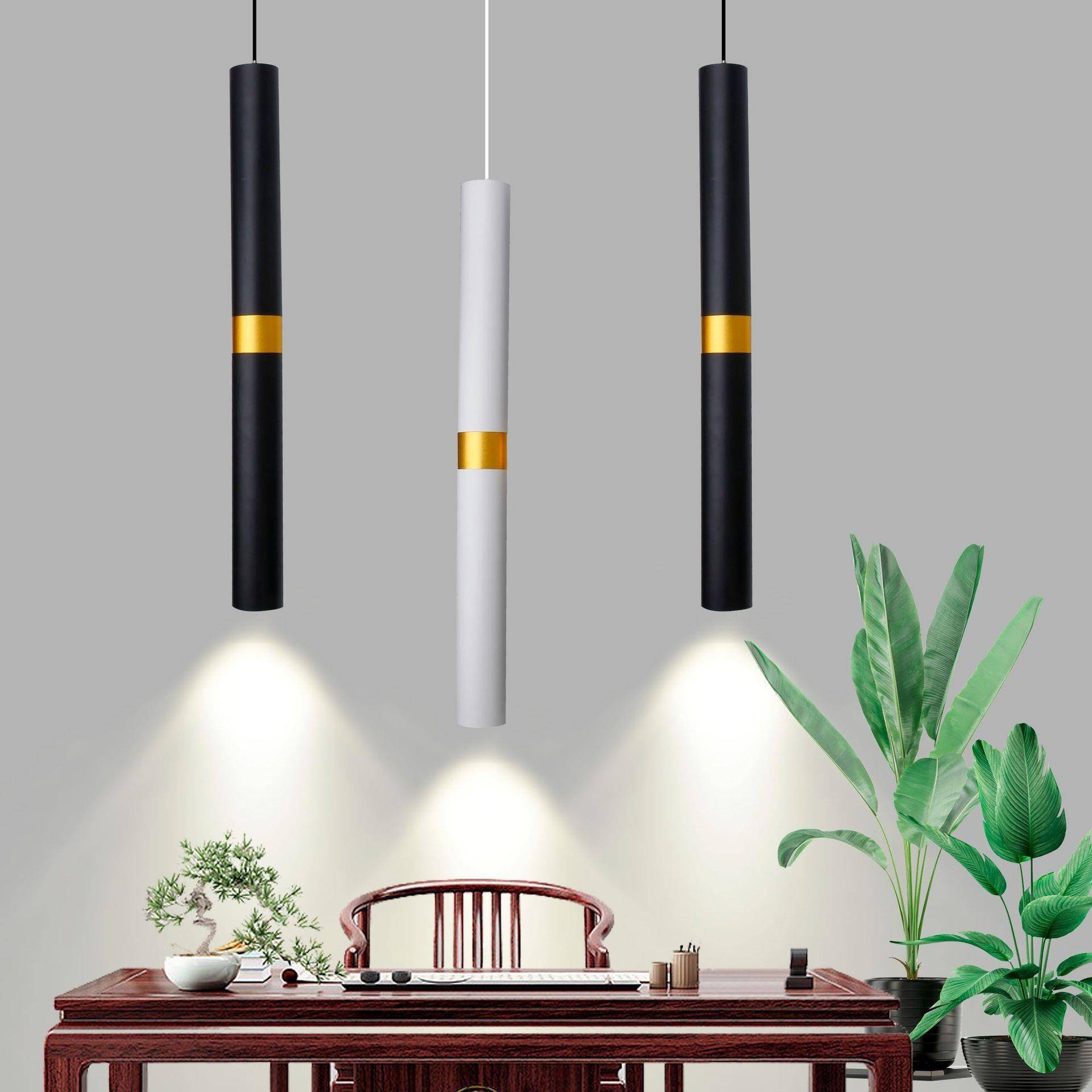 极简床吧卧头小吊灯led橱卫生窗间吊60621灯直筒台室餐厅简约吊线