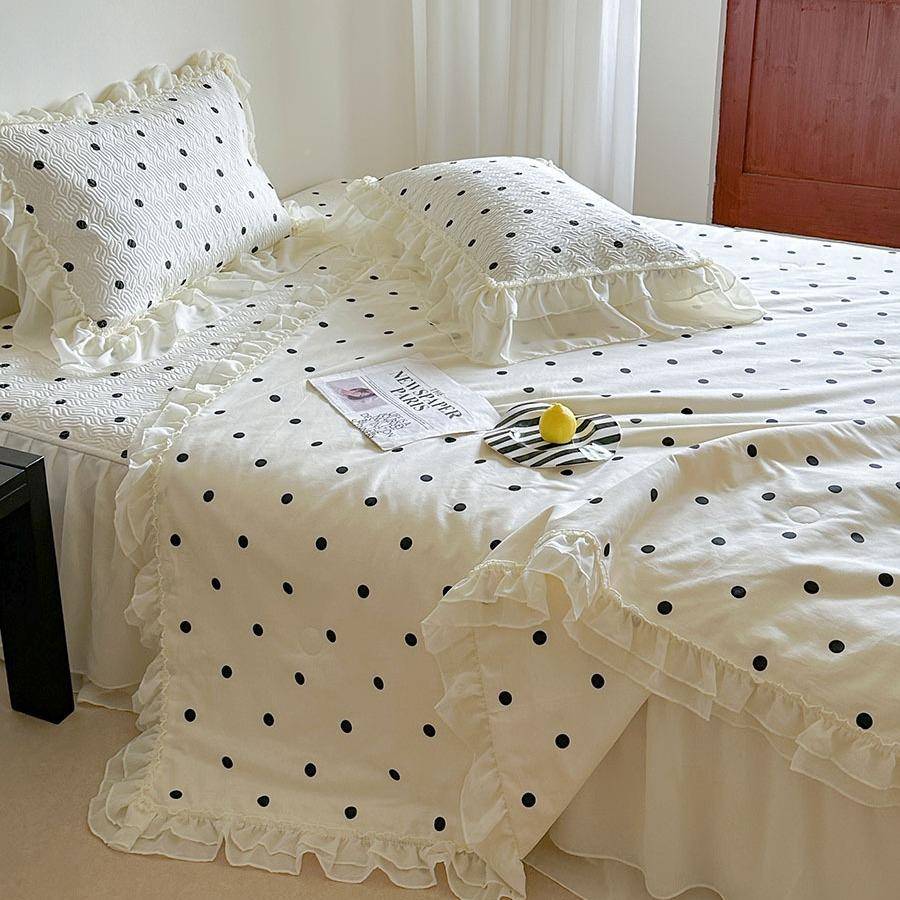 法式浪漫全棉床盖雪夏被四件件套双层纺花JRI边公被主风纯棉夏凉