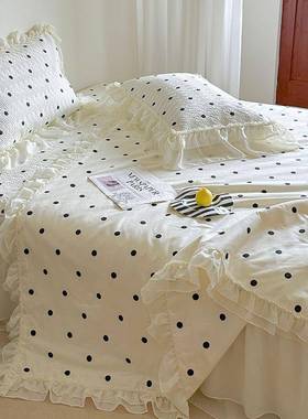 法式浪漫全棉床盖雪夏被四件件套双层纺花JRI边公被主风纯棉夏凉