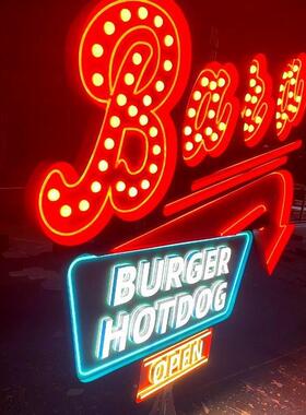 LE式DFCG美复夜古招牌餐车市装饰霓虹灯光网红造型球泡发字