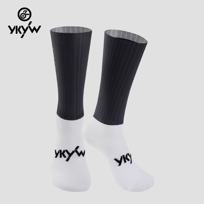 YKYW气动骑行袜男女公路车自行车拼接防滑吸汗中长筒袜子骑行工具