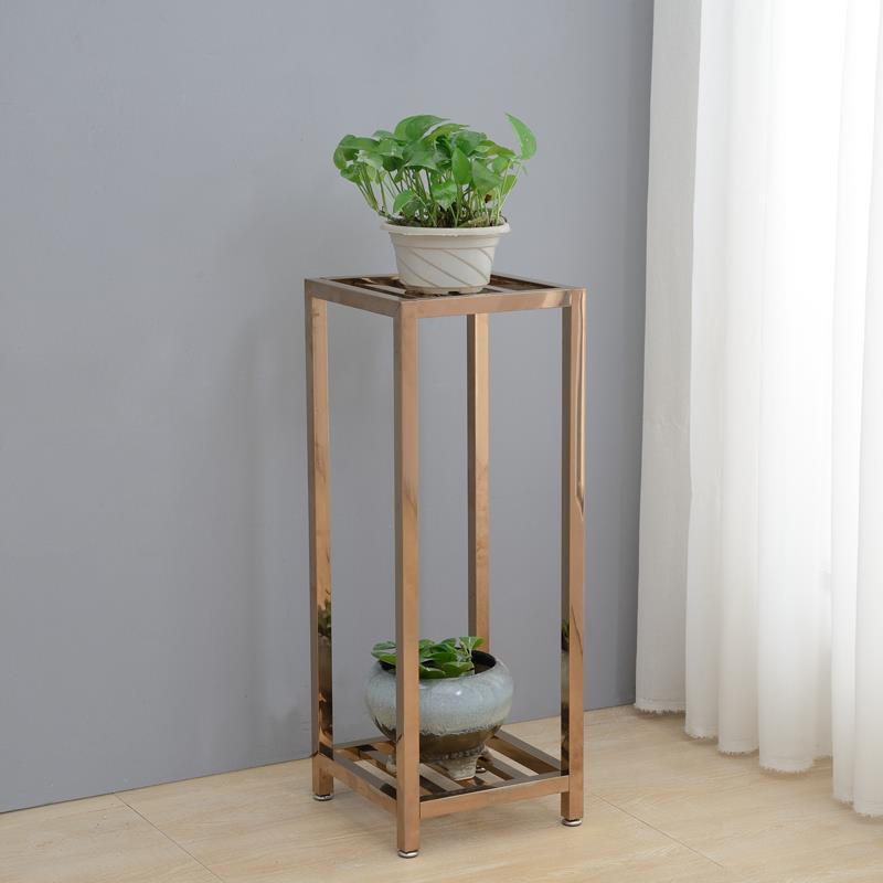 304不锈钢花架阳台双层盆架园艺电视柜两边定做花架几金色花台架