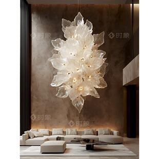 定制别墅客厅树叶琉璃吊灯北欧轻奢氛围灯挑高餐厅艺术造型灯饰