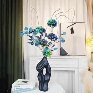 进口永生花花束绣球尤加利叶真花干花高级感客厅玄关斗柜装饰摆件