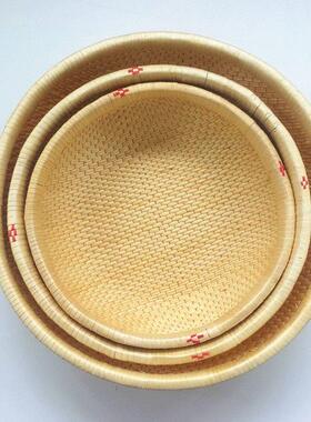 柳编笸箩藤编收纳筐馒头筐现捞箩筐簸箕柳条饼馍筐圆形结婚压框鞋