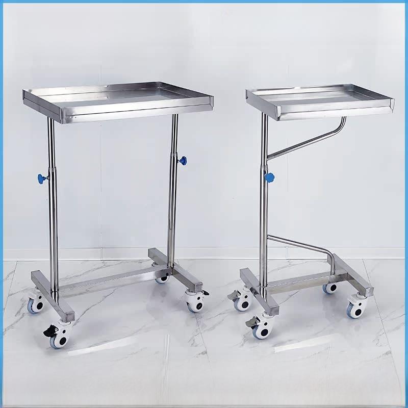 304手术托盘医疗托盘架推车不锈钢加厚工具车可调单极双极托盘架
