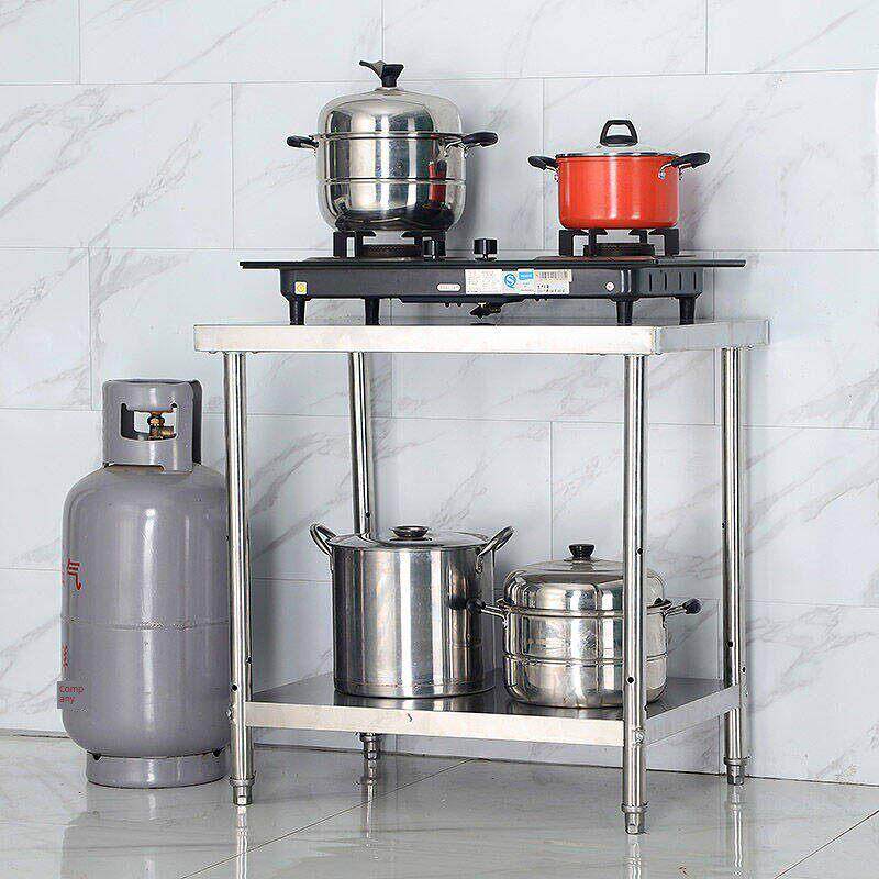 双层不锈钢工作台厨房工作台菜板三层加厚不锈钢台面包装台装载台