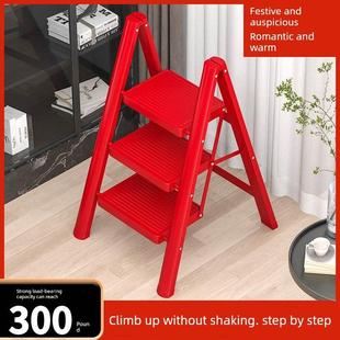 家用阶梯折叠人字形阶梯多功能加宽加厚花架暖房红色阶梯凳生产厂