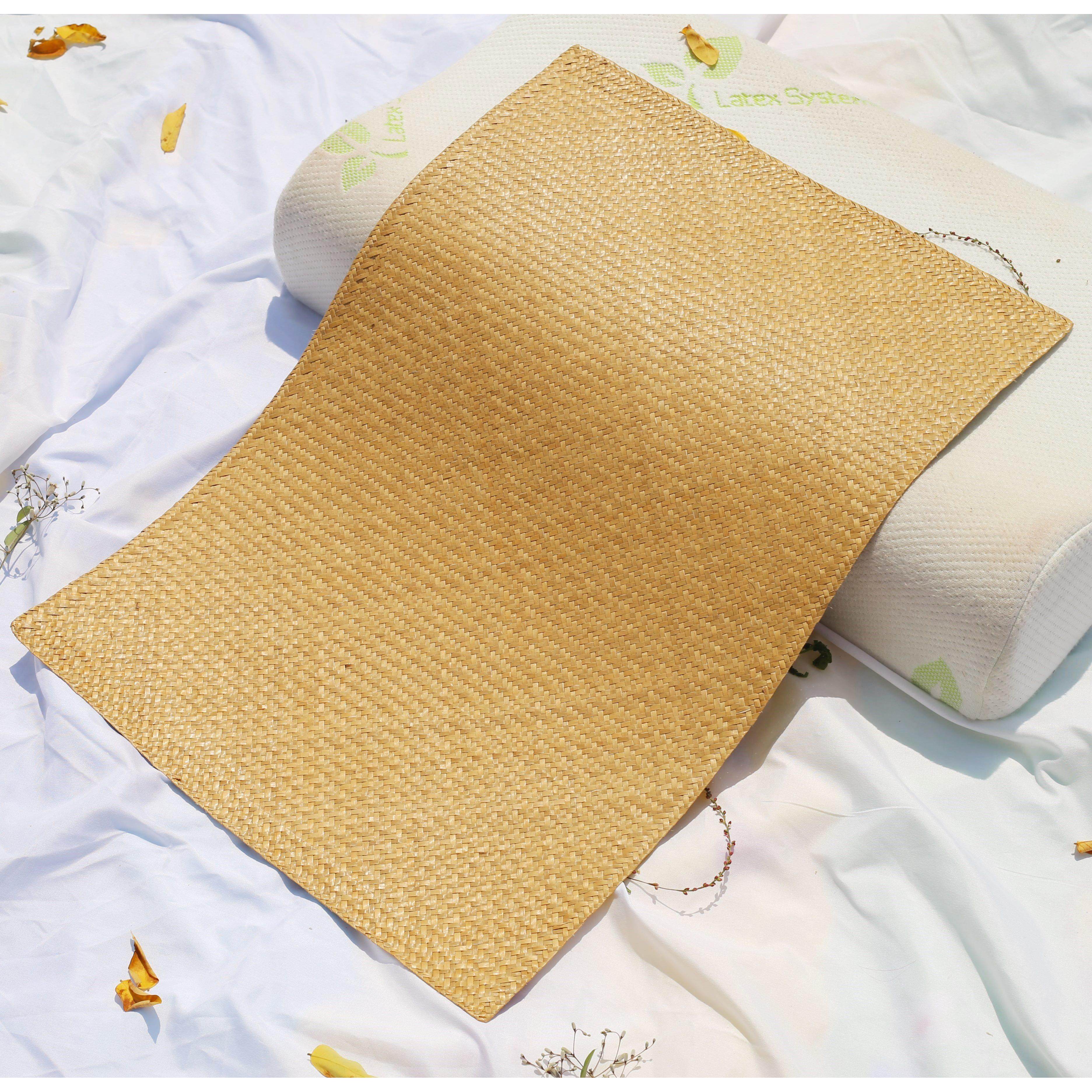 枕头席草席肇庆纯手工编织枕片 婴幼儿蒲草柔软枕巾宝宝 枕套天然