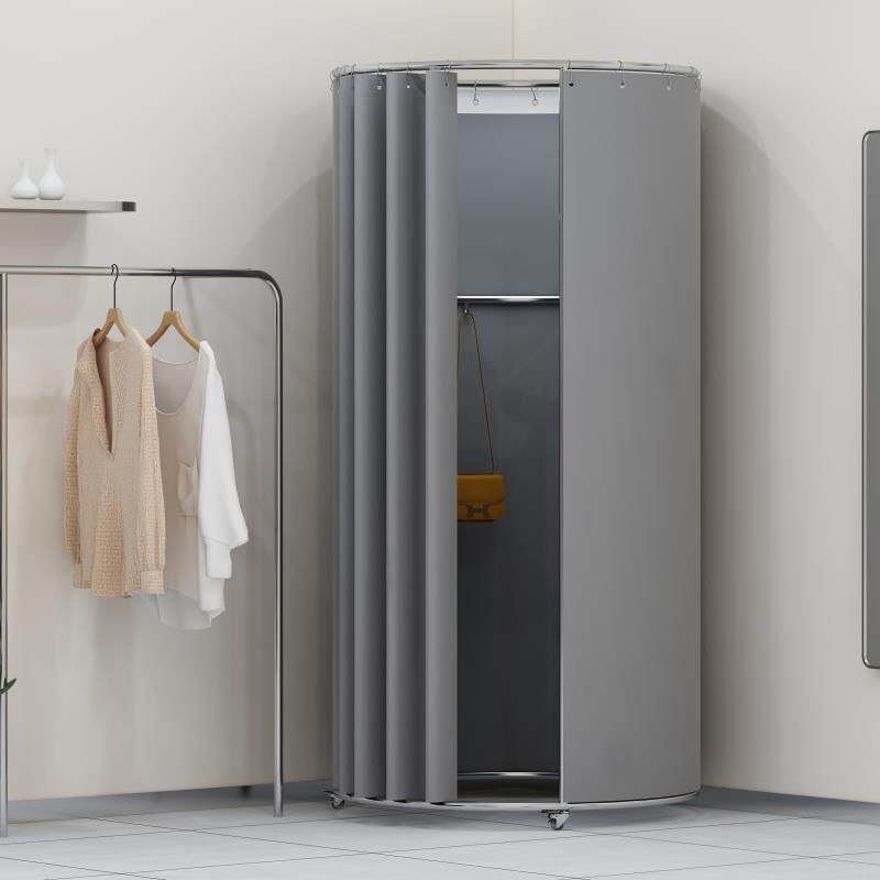 商场临时移动试衣间服装店落地简易换衣间可拆卸不锈钢更衣室门帘