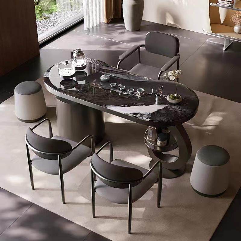 【热销9万+】天然轻奢微晶石茶桌椅组合阳台家用办公功夫泡茶台