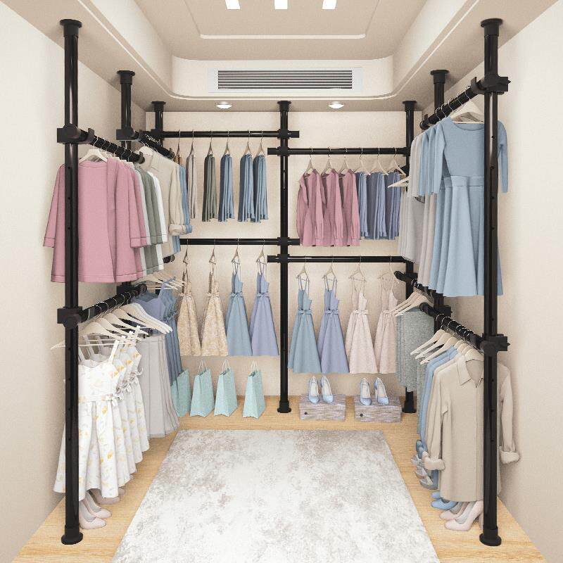 顶天立地衣柜晾衣架置物架置衣架挂衣架落地室内卧室家用伸缩杆子