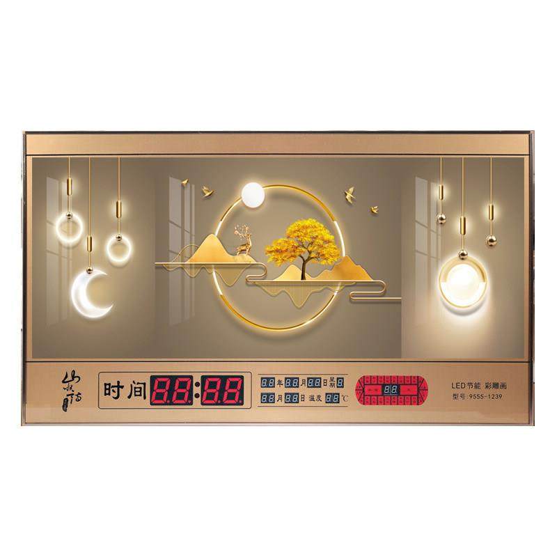 万年历数码挂钟开业生意兴隆新客厅Led挂钟相框背景画数码挂钟