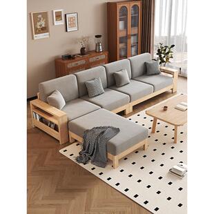 乔木牌灰实木沙发冬夏两用小户型客厅现代简约组合布艺沙发