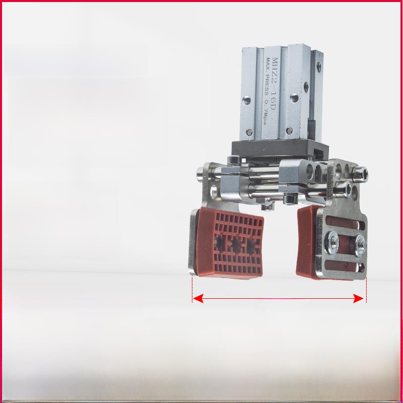 机械手平行夹具可调伸缩支架MHZ2-16D手指气缸夹爪抱夹治具硅胶夹