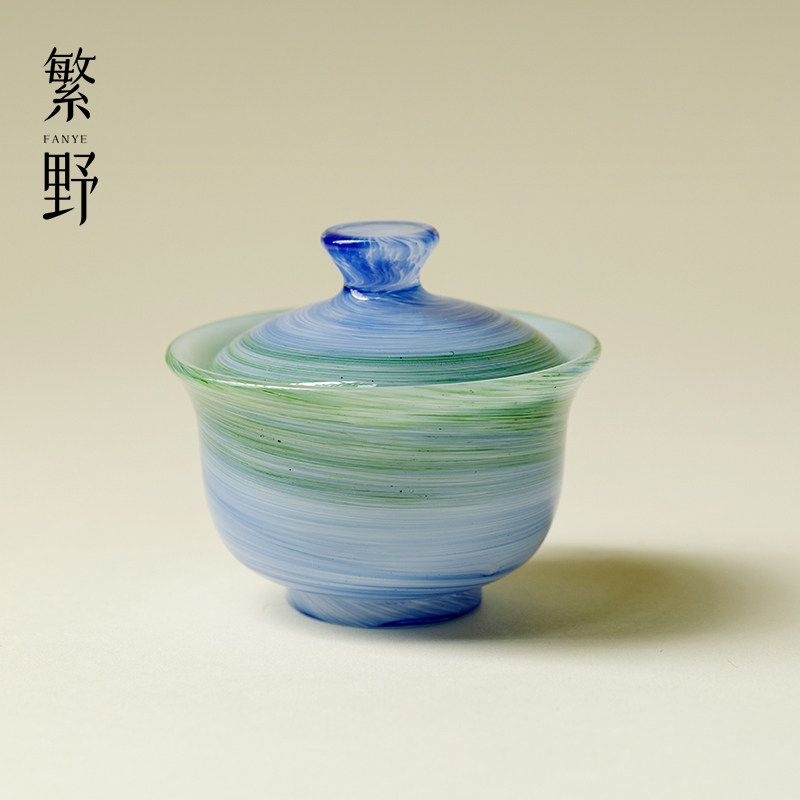 束刻 原创炫彩二才盖碗高硼壶玻璃功夫茶具泡茶碗高端茶器喝茶碗