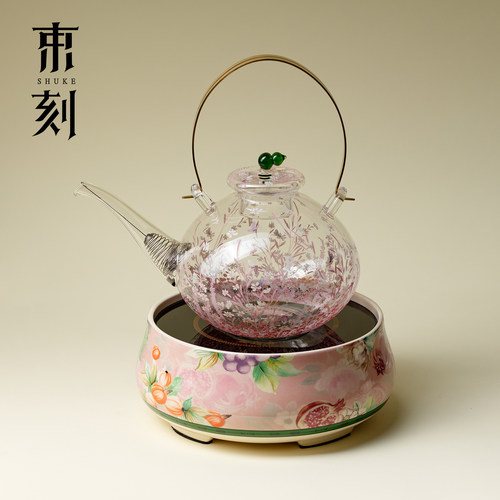 束刻2025新款围炉煮茶壶电陶炉烧水壶套装耐热大容量煮花茶泡茶壶