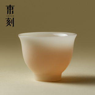 束刻冰种玉瓷主人杯高端中国白个人茶杯家用会客品茗杯客杯闻香杯