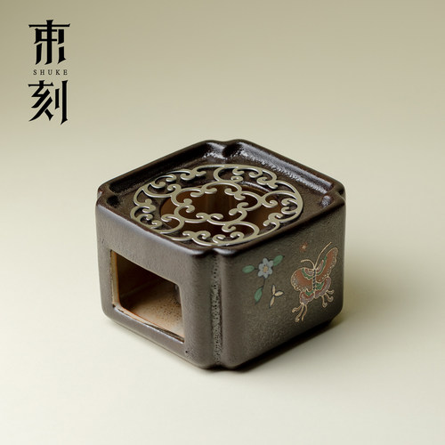 日式黑志野烧粗陶温茶炉