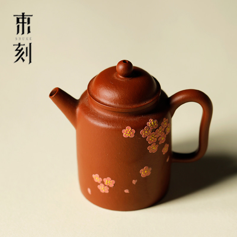 原矿紫砂手工浮雕梅花茶壶泡茶壶