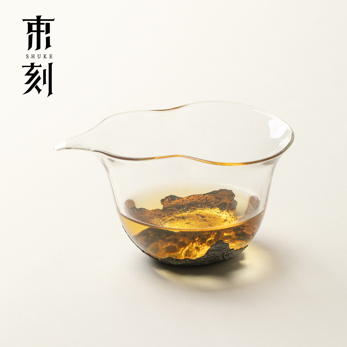 束刻 非遗大漆金箔耐热玻璃公道杯纯手工葫芦茶海高级感沏茶公杯