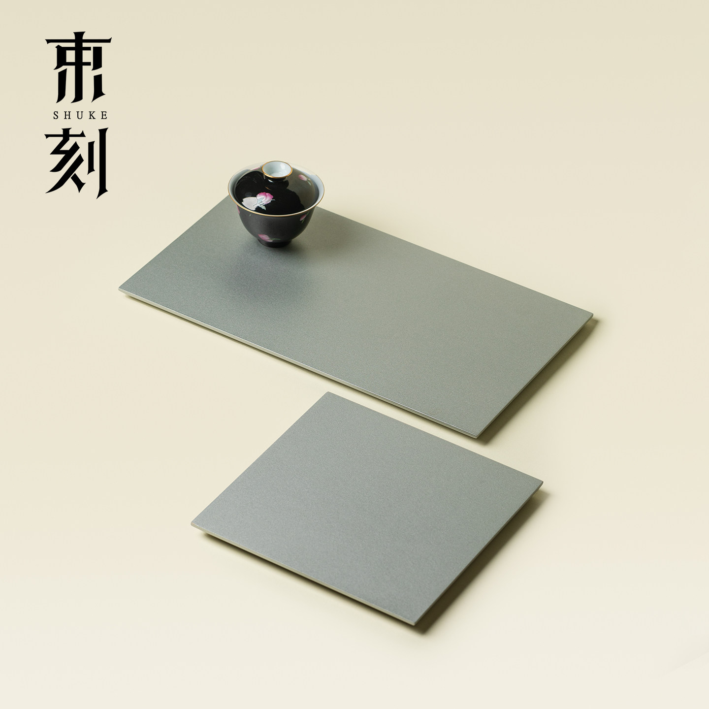 高档银箔漆竹制干泡茶盘图片