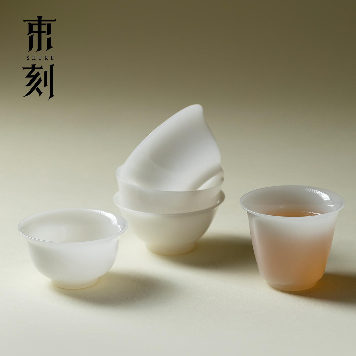 束刻 冰种璞玉瓷圆口茶杯高档中国白超薄胎喝茶品茗杯闻香杯单杯