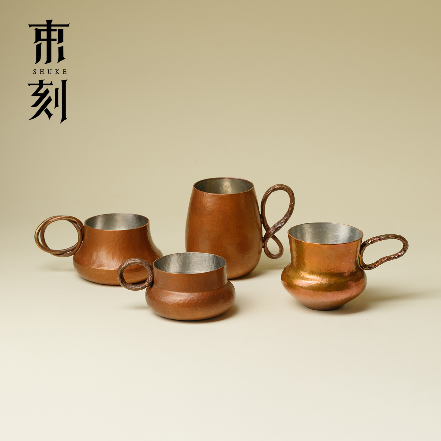 束刻纯紫铜手工锤纹握把咖啡杯复古铜制马克杯禅意高档水杯主人杯