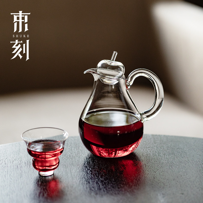 束刻 日本手作玻璃酒壶苹果分享壶多用烈酒分酒壶河上智美葡萄壶