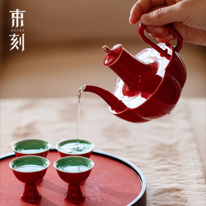 束刻 高级感酒具月宫酒壶酒杯套装高端描金执壶白酒装酒分酒器图片