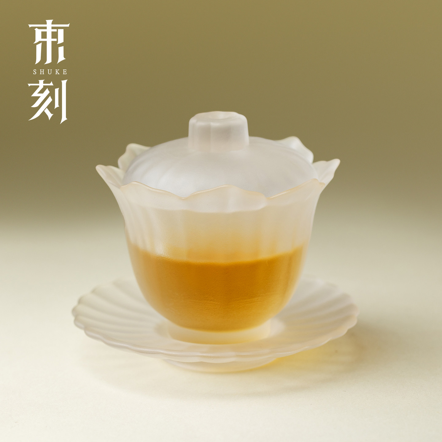束刻 磨砂琉璃三才盖碗三件套透明高档功夫茶具泡茶碗敬茶碗单个图片