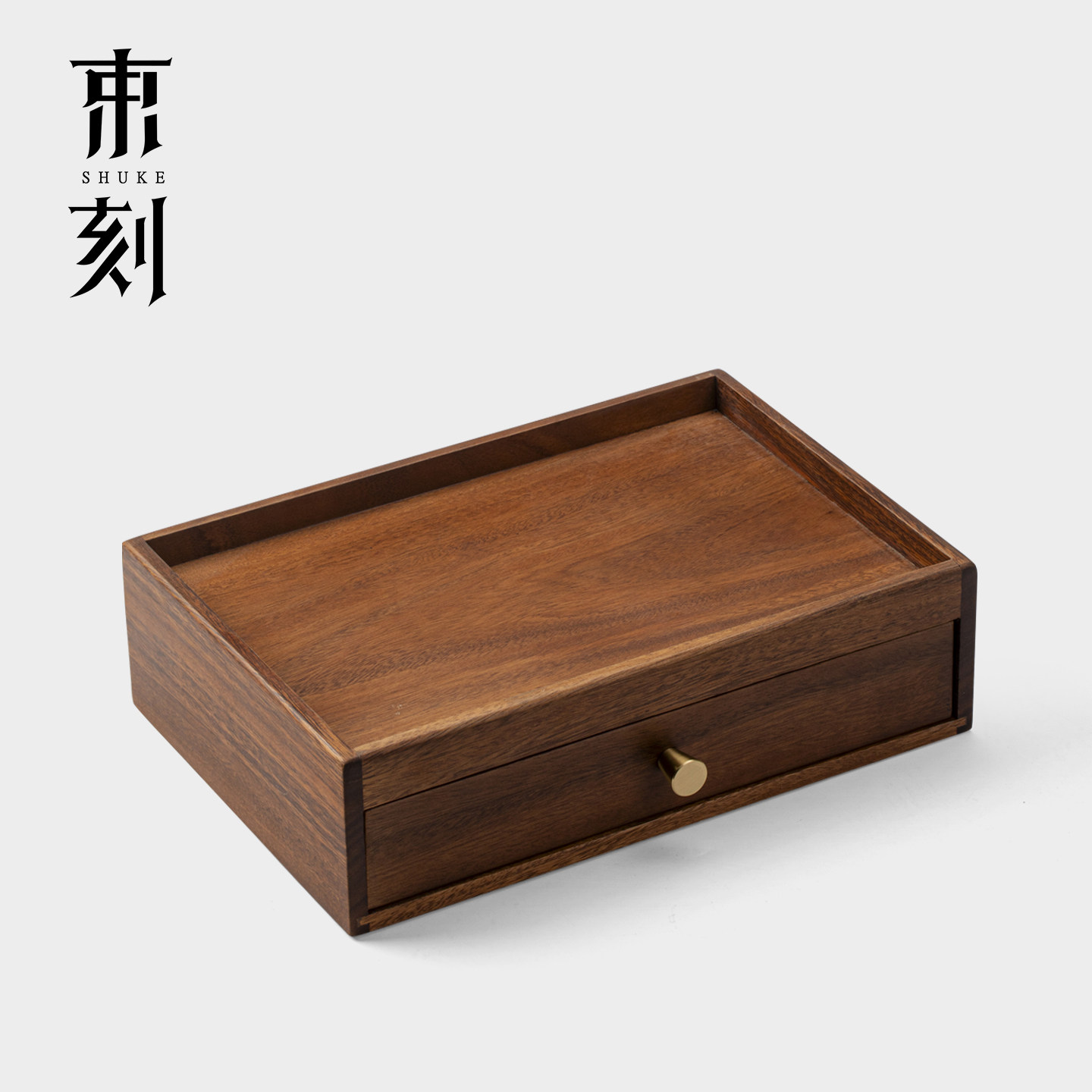 束刻 胡桃木抽屉收纳盒玄关桌面杂物置物柜普洱茶饼储物盒牙科柜