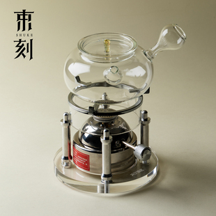 束刻 小型燃气围炉煮茶套装耐高温玻璃侧把壶露营明火烧水温茶炉