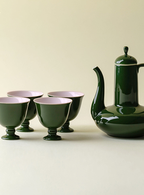 束刻日式创意手工陶瓷酒具套装高端轻奢白酒酒壶竹叶绿酒杯分酒器