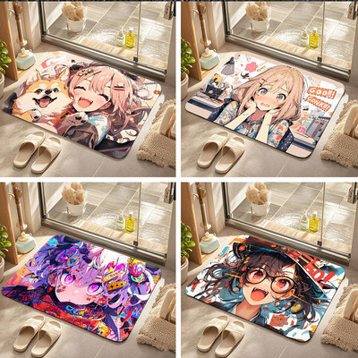 动漫少女地垫入户门硅藻泥地毯浴室吸水防滑垫卫生间家用厕所脚垫