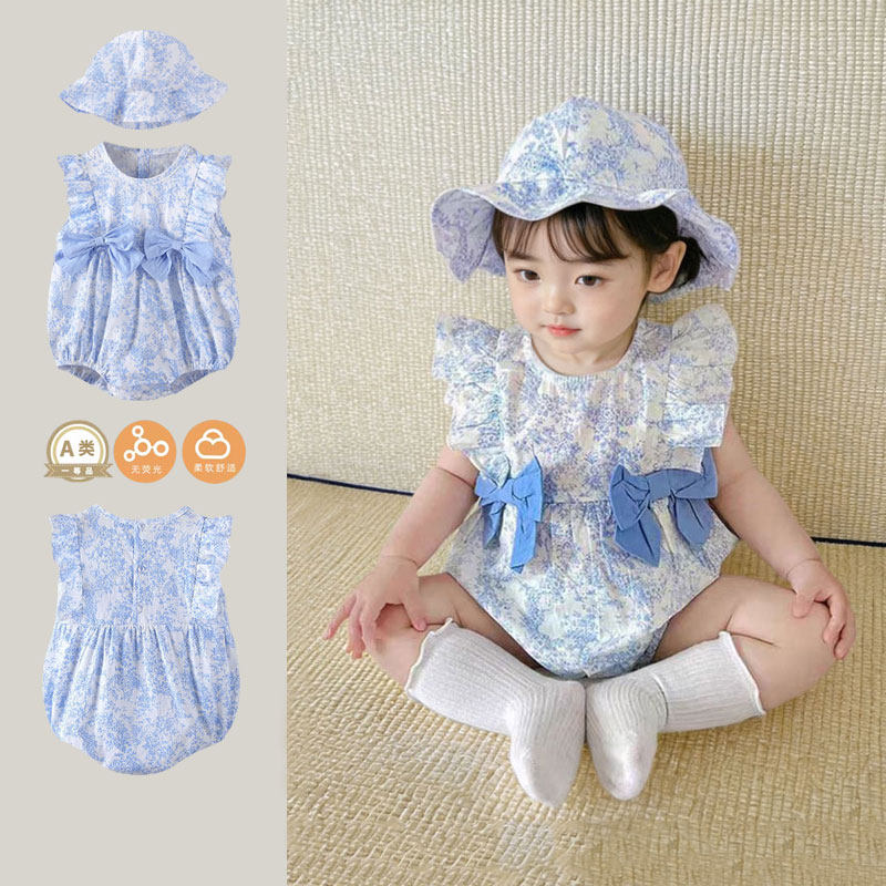 包屁衣女宝宝夏多巴胺穿搭洋气婴儿衣服夏季薄款女宝公主三角爬服