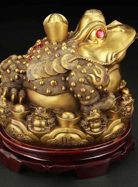 吉善堂 铜金蟾摆件 三足三脚金蝉蟾蜍蛤蟆店铺收银台装饰工艺礼品